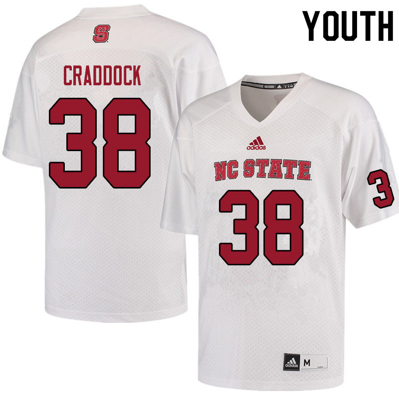 Youth #38 Clay Craddock NC State Wolfpack College Football Jerseys Sale-White